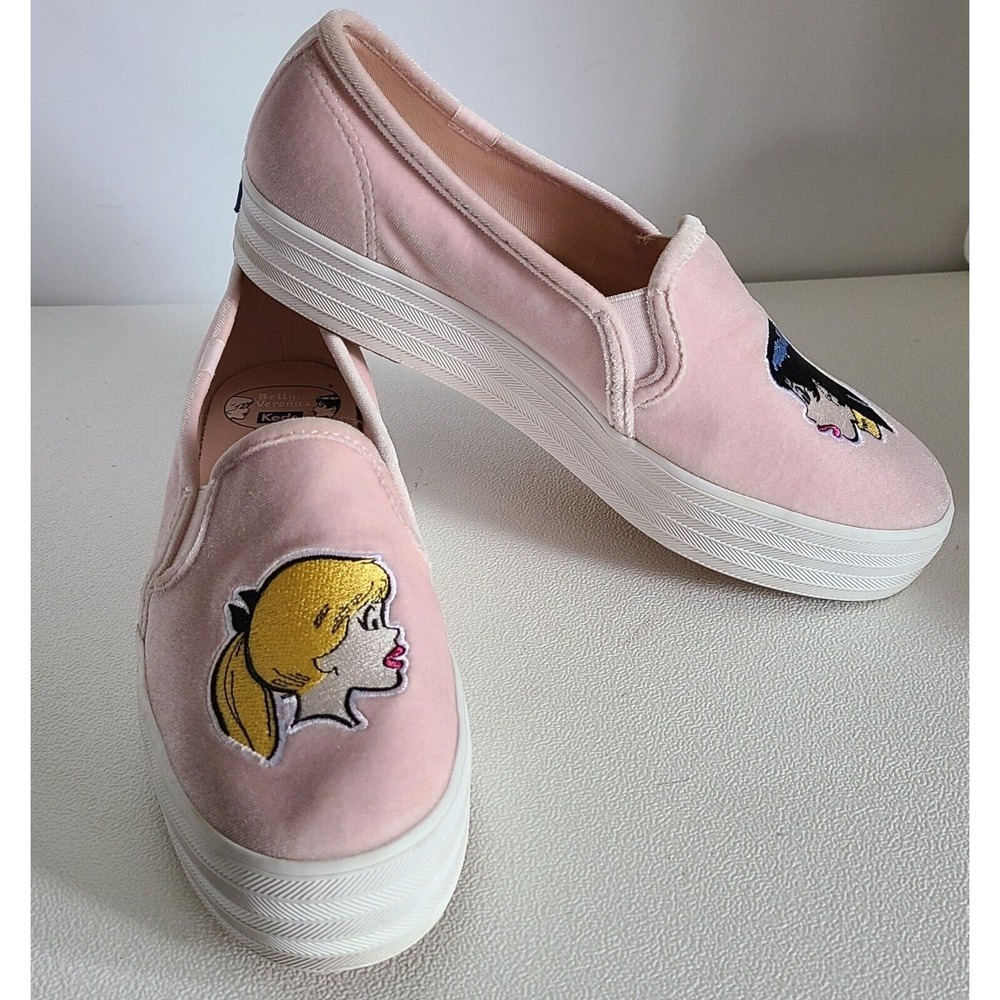 Keds X Archie Betty Veronica Pink Velvet Platform Sneakers 9 M Riverdale Comfort